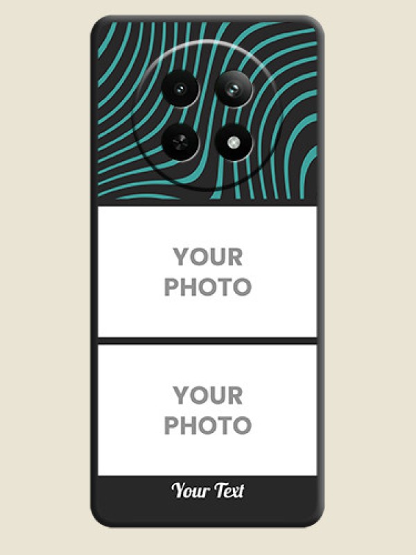 Custom Wave Pattern with 2 Image Holder on Space Black Personalized Soft Matte Phone Covers - Realme C65 5G - alternate view