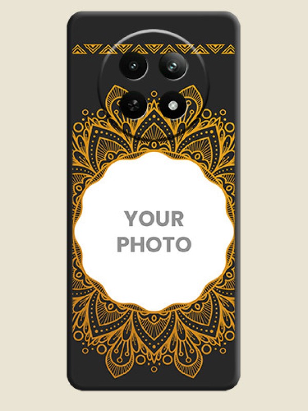 Custom Round Image with Floral Design - Photo on Space Black Soft Matte Mobile Cover - Realme C65 5G - alternate view