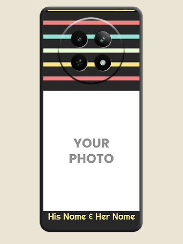 Custom Color Stripes with Photo and Text - Photo on Space Black Soft Matte Mobile Case - Realme C65 5G - alternate view