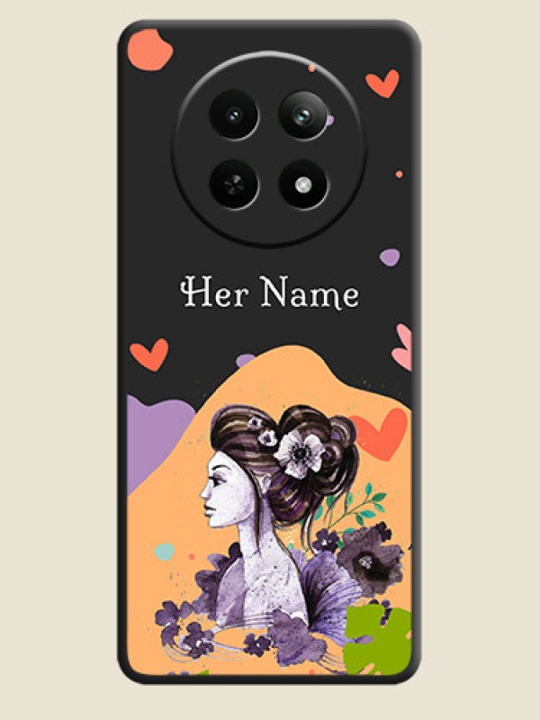 Custom Namecase For Her With Fancy Lady Image On Space Black Personalized Soft Matte Phone Covers - Realme C65 5G - alternate view