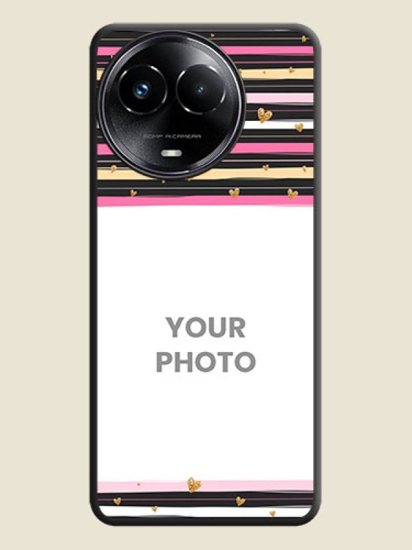 Custom Multicolor Lines and Golden Love Symbols Design - Photo on Space Black Soft Matte Mobile Cover - Realme C67 5G - alternate view