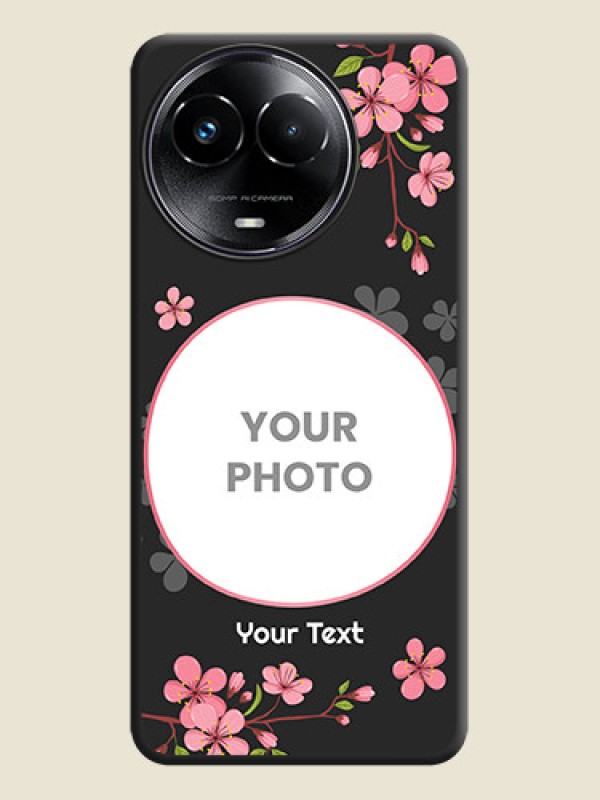 Custom Round Image with Pink Color Floral Design - Photo on Space Black Soft Matte Back Cover - Realme C67 5G - alternate view
