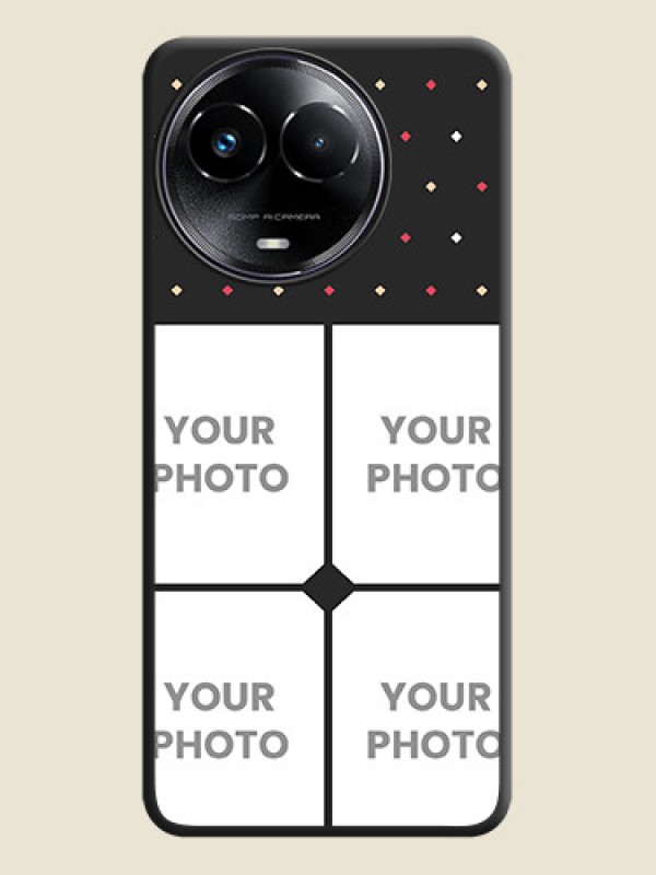Custom Multicolor Dotted Pattern with 4 Image Holder on Space Black Custom Soft Matte Phone Cases - Realme C67 5G - alternate view