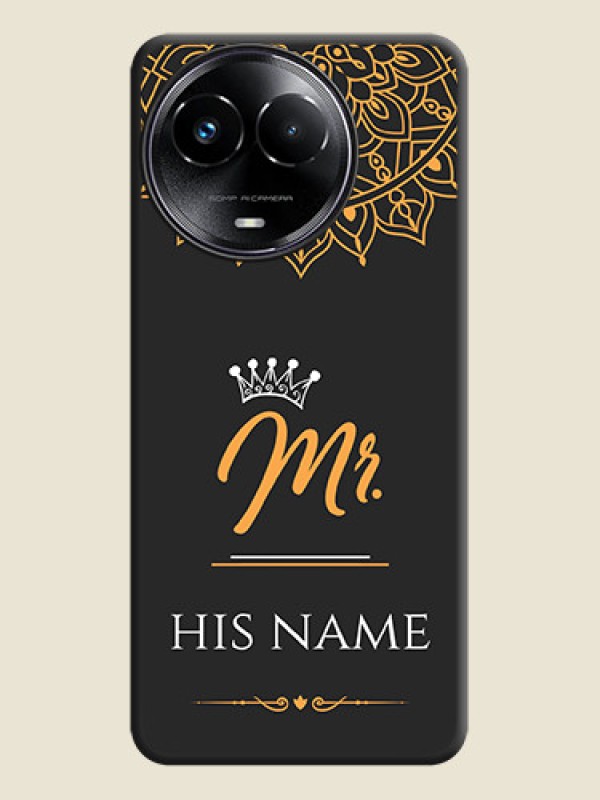 Custom Mr Name with Floral Design on Personalised Space Black Soft Matte Cases - Realme C67 5G - alternate view