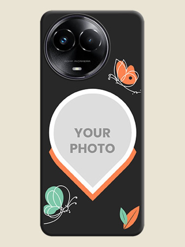 Custom Upload Pic With Simple Butterly Design On Space Black Personalized Soft Matte Phone Covers - Realme C67 5G - alternate view