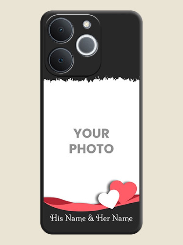 Custom Pin Color Love Shaped Ribbon Design with Text On Space Black Custom Soft Matte Mobile Back Cover - Realme C71 4G - alternate view