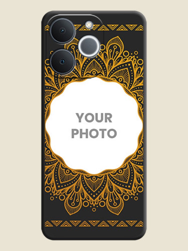 Custom Round Image with Floral Design On Space Black Custom Soft Matte Mobile Back Cover - Realme C71 4G - alternate view