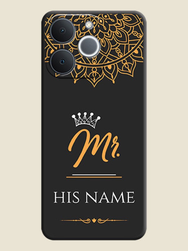 Custom Mr Name with Floral Design On Space Black Custom Soft Matte Mobile Back Cover - Realme C71 4G - alternate view