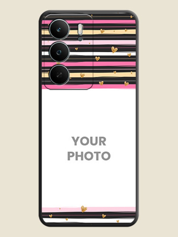 Custom Multicolor Lines and Golden Love Symbols Design on Photo On Space Black Custom Soft Matte Mobile Back Cover - Realme C71 5G - alternate view