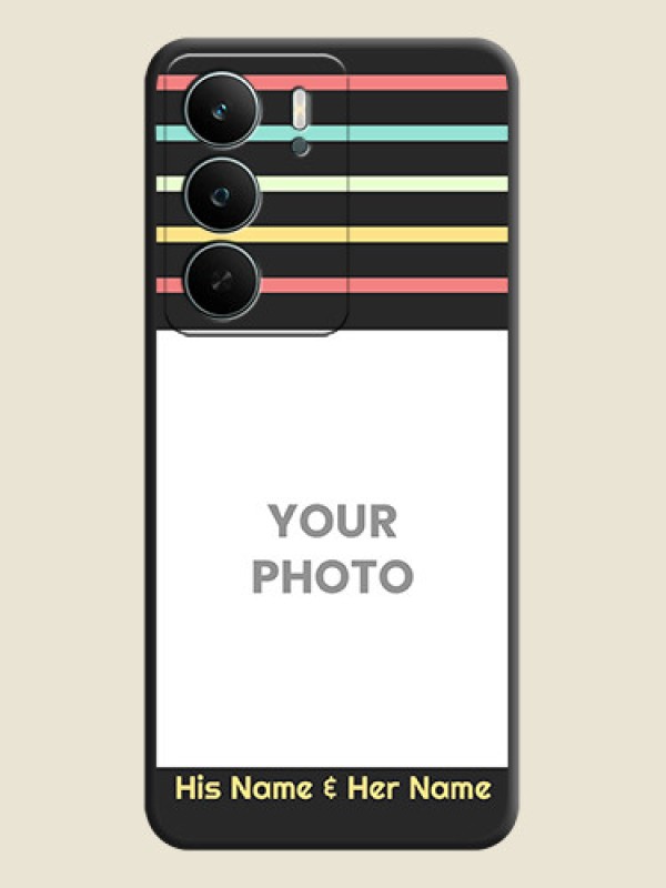 Custom Color Stripes with Photo and Text on Photo On Space Black Custom Soft Matte Mobile Back Cover - Realme C73 5G - alternate view