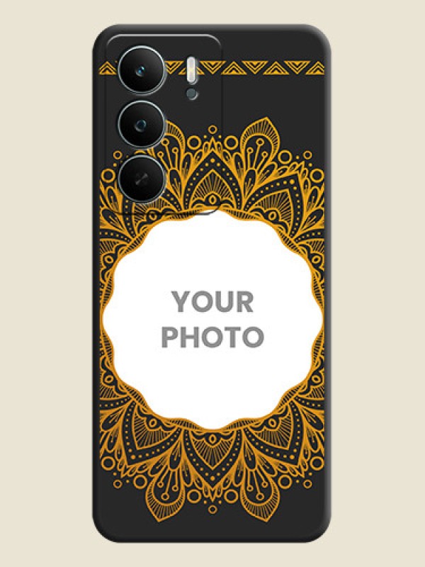 Custom Round Image with Floral Design On Space Black Custom Soft Matte Mobile Back Cover - Realme C75 5G - alternate view