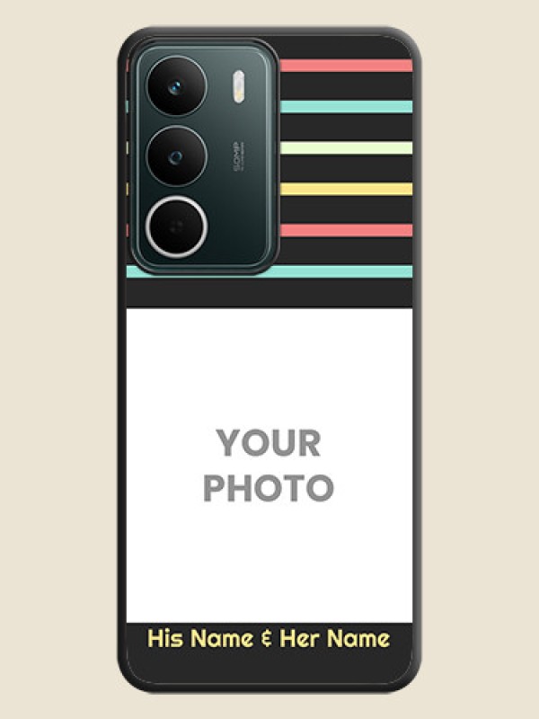Custom Color Stripes with Photo and Text on Photo On Space Black Custom Soft Matte Mobile Back Cover - Realme C75 5G - alternate view