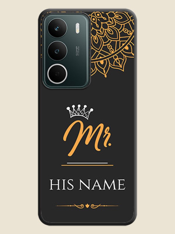 Custom Mr Name with Floral Design On Space Black Custom Soft Matte Mobile Back Cover - Realme C75 5G - alternate view