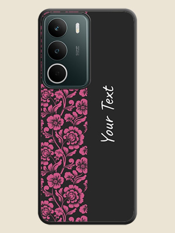 Custom Pink Floral Pattern Design With Custom Text On Space Black Custom Soft Matte Mobile Back Cover - Realme C75 5G - alternate view
