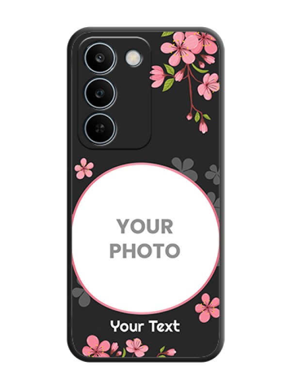 Custom Round Image with Pink Color Floral Design on Photo On Space Black Custom Soft Matte Mobile Back Cover - Realme C83 5G - alternate view