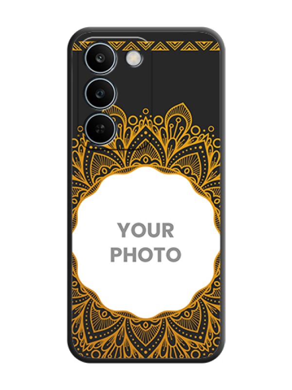 Custom Round Image with Floral Design On Space Black Custom Soft Matte Mobile Back Cover - Realme C83 5G - alternate view
