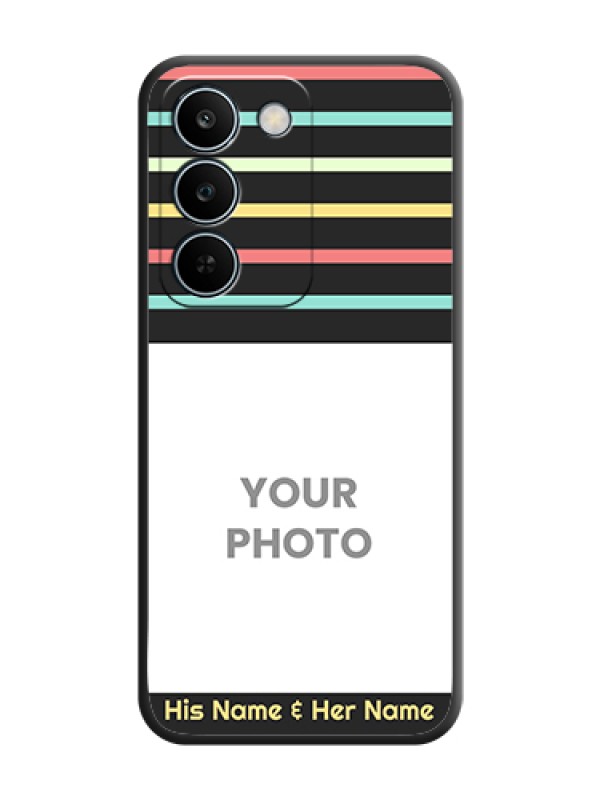 Custom Color Stripes with Photo and Text on Photo On Space Black Custom Soft Matte Mobile Back Cover - Realme C83 5G - alternate view