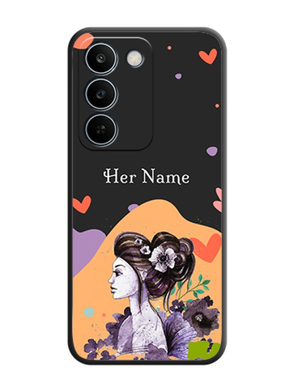 Custom Namecase For Her With Fancy Lady Image On Space Black Custom Soft Matte Mobile Back Cover - Realme C83 5G - alternate view