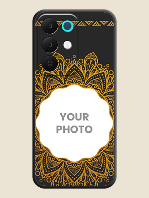 Custom Round Image with Floral Design On Space Black Custom Soft Matte Mobile Back Cover - Realme C85 5G - alternate view