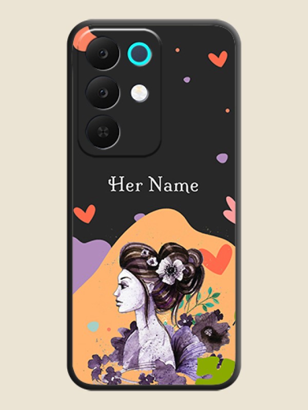 Custom Namecase For Her With Fancy Lady Image On Space Black Custom Soft Matte Mobile Back Cover - Realme C85 5G - alternate view