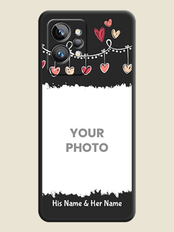 Custom Pink Love Hangings with Name on Space Black Custom Soft Matte Phone Cases - Realme GT 2 Pro 5G - alternate view