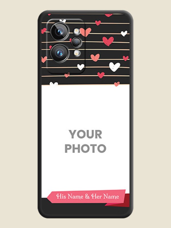 Custom Love Pattern with Name on Pink Ribbon  on Photo on Space Black Soft Matte Back Cover - Realme GT 2 Pro 5G - alternate view