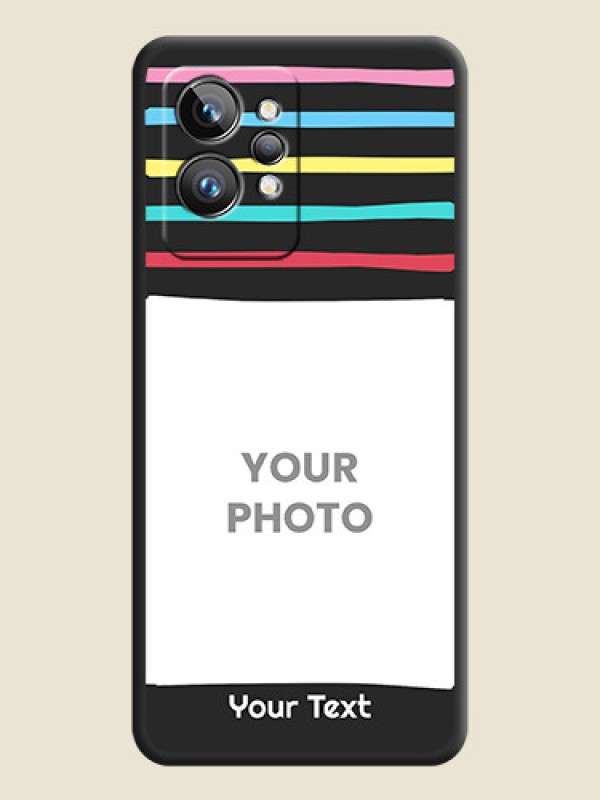 Custom Multicolor Lines with Image on Space Black Personalized Soft Matte Phone Covers - Realme GT 2 Pro 5G - alternate view