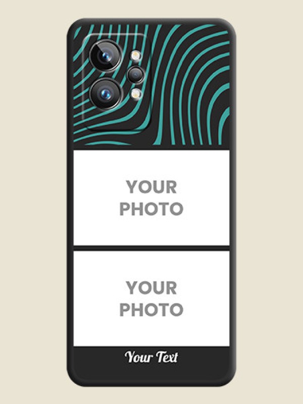 Custom Wave Pattern with 2 Image Holder on Space Black Personalized Soft Matte Phone Covers - Realme GT 2 Pro 5G - alternate view