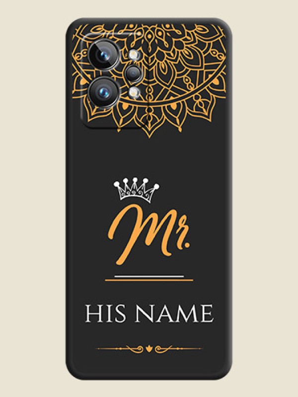Custom Mr Name with Floral Design  on Personalised Space Black Soft Matte Cases - Realme GT 2 Pro 5G - alternate view
