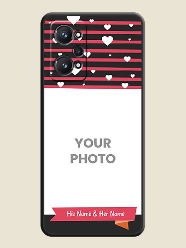 Custom White Color Love Symbols with Pink Lines Pattern on Space Black Custom Soft Matte Phone Cases - Realme GT 2 - alternate view