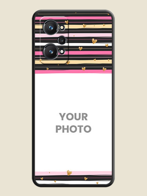 Custom Multicolor Lines and Golden Love Symbols Design on Photo on Space Black Soft Matte Mobile Cover - Realme GT 2 - alternate view