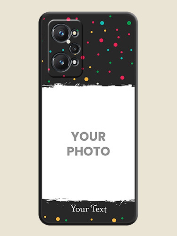 Custom Multicolor Dotted Pattern with Text on Space Black Custom Soft Matte Phone Back Cover - Realme GT 2 - alternate view