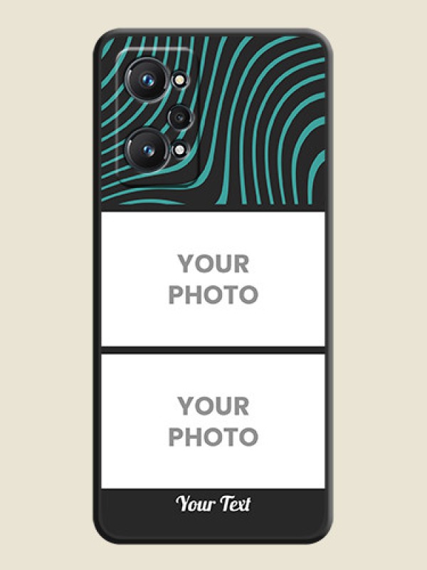 Custom Wave Pattern with 2 Image Holder on Space Black Personalized Soft Matte Phone Covers - Realme GT 2 - alternate view