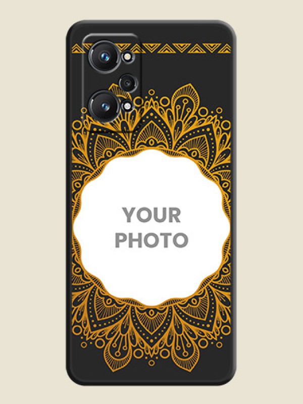 Custom Round Image with Floral Design on Photo on Space Black Soft Matte Mobile Cover - Realme GT 2 - alternate view