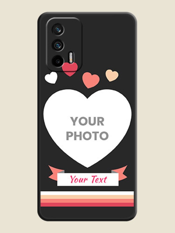 Custom Love Shaped Photo with Colorful Stripes on Personalised Space Black Soft Matte Cases - Realme GT 5G - alternate view