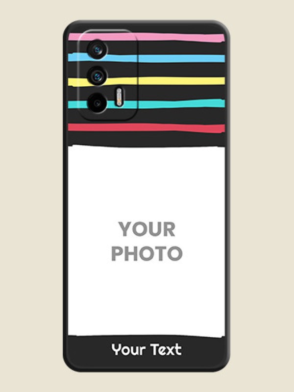 Custom Multicolor Lines with Image on Space Black Personalized Soft Matte Phone Covers - Realme GT 5G - alternate view