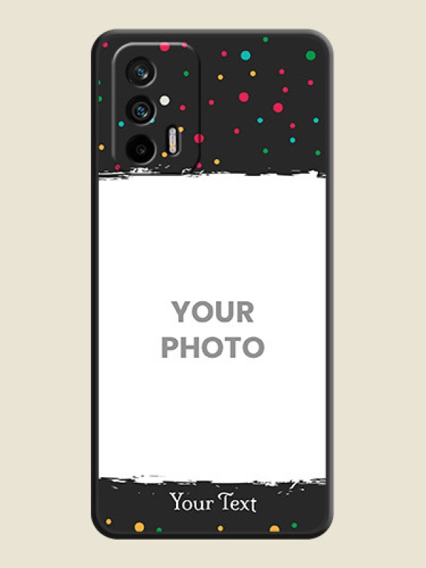 Custom Multicolor Dotted Pattern with Text on Space Black Custom Soft Matte Phone Back Cover - Realme GT 5G - alternate view