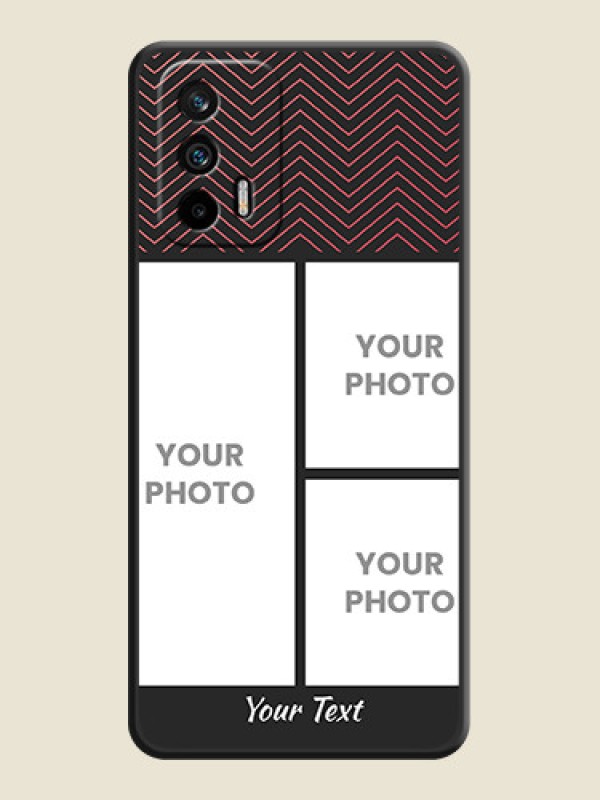 Custom Wave Pattern with 3 Image Holder on Space Black Custom Soft Matte Back Cover - Realme GT 5G - alternate view