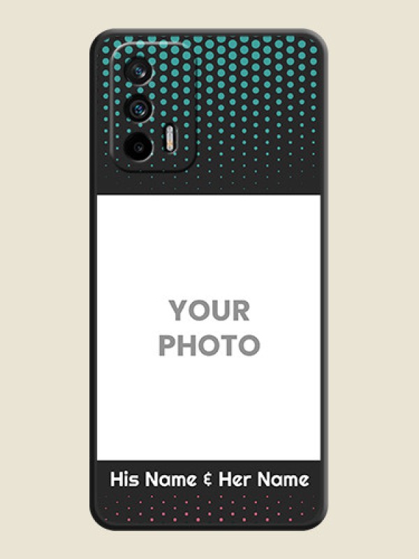 Custom Faded Dots with Grunge Photo Frame and Text on Space Black Custom Soft Matte Phone Cases - Realme GT 5G - alternate view