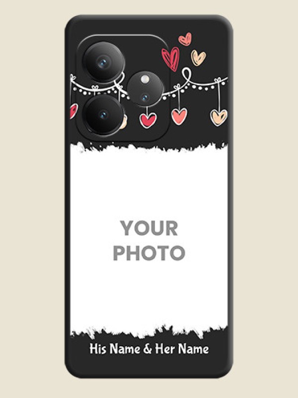 Custom Pink Love Hangings with Name On Space Black Custom Soft Matte Mobile Back Cover - Realme GT 6 - alternate view