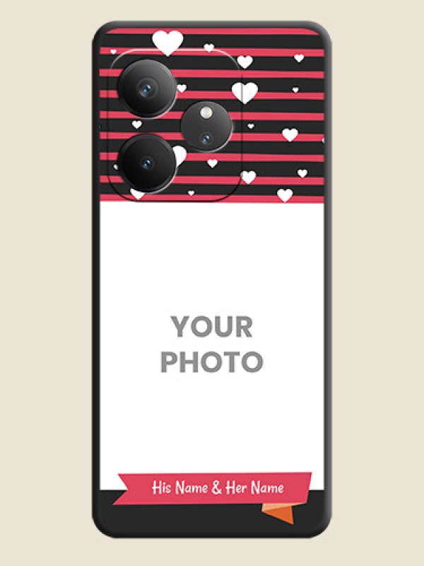 Custom White Color Love Symbols with Pink Lines Pattern On Space Black Custom Soft Matte Mobile Back Cover - Realme GT 6 - alternate view