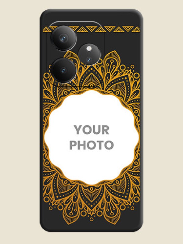 Custom Round Image with Floral Design On Space Black Custom Soft Matte Mobile Back Cover - Realme GT 6 - alternate view