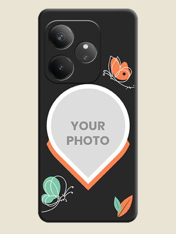 Custom Upload Pic With Simple Butterly Design On Space Black Custom Soft Matte Mobile Back Cover - Realme GT 6 - alternate view