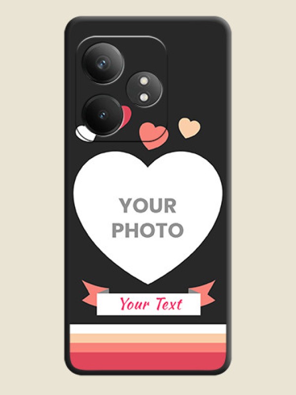 Custom Love Shaped Photo with Colorful Stripes On Space Black Custom Soft Matte Mobile Back Cover - Realme GT 6T 5G - alternate view
