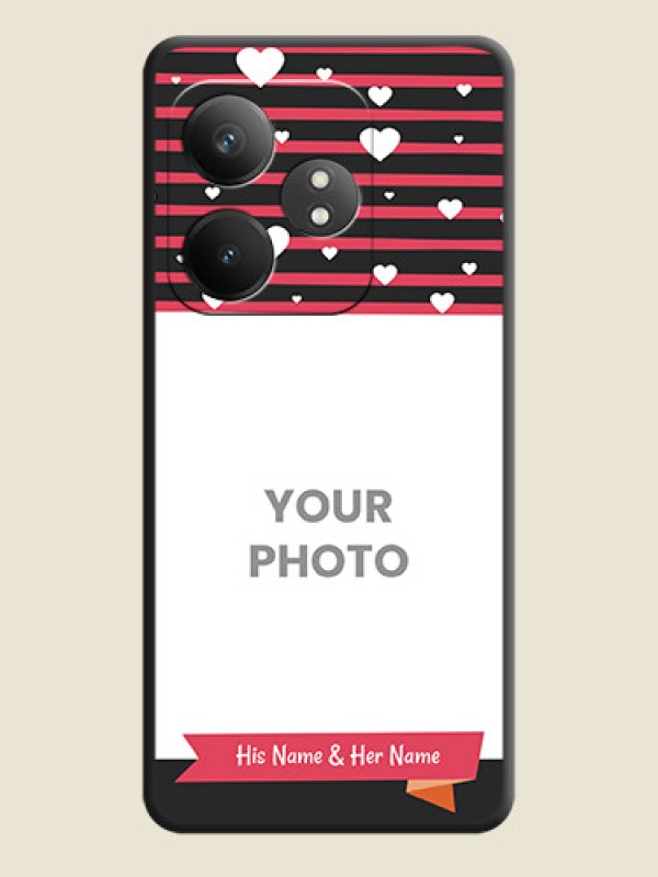 Custom White Color Love Symbols with Pink Lines Pattern On Space Black Custom Soft Matte Mobile Back Cover - Realme GT 6T 5G - alternate view