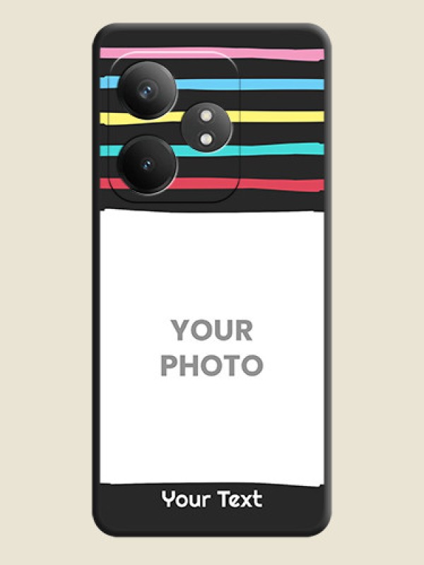Custom Multicolor Lines with Image On Space Black Custom Soft Matte Mobile Back Cover - Realme GT 6T 5G - alternate view
