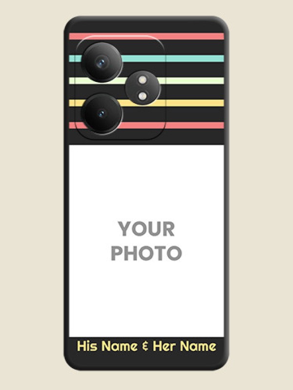 Custom Color Stripes with Photo and Text on Photo On Space Black Custom Soft Matte Mobile Back Cover - Realme GT 6T 5G - alternate view