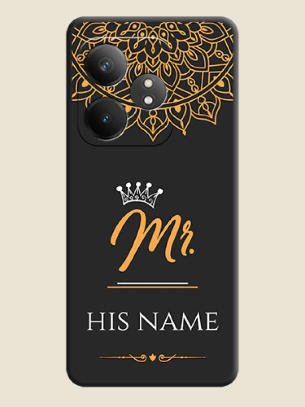 Custom Mr Name with Floral Design On Space Black Custom Soft Matte Mobile Back Cover - Realme GT 6T 5G - alternate view