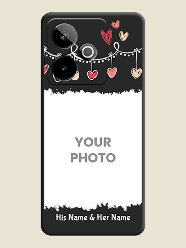 Custom Pink Love Hangings with Name On Space Black Custom Soft Matte Mobile Back Cover - Realme GT 7 5G - alternate view