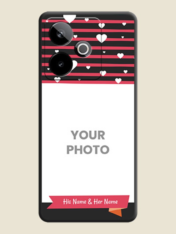 Custom White Color Love Symbols with Pink Lines Pattern On Space Black Custom Soft Matte Mobile Back Cover - Realme GT 7 5G - alternate view